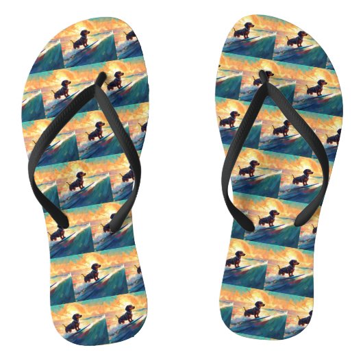 Dachshund strand surfen schilderij teenslippers (Voetbed)