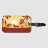 Dachshund strand zonsondergang voor doxie moeders bagagelabel (Voorkant (horizontaal))