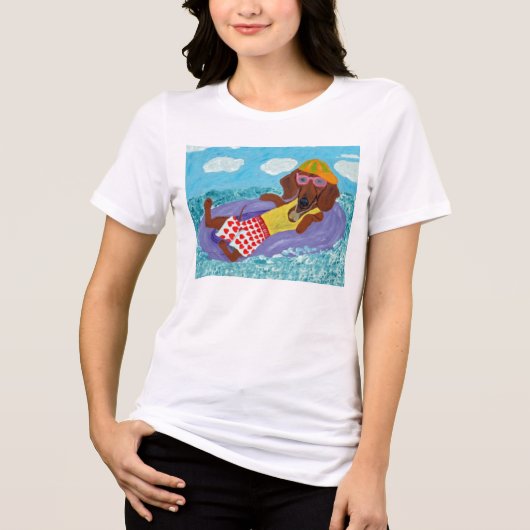 Dachshund Strandversager Tri-Blend Shirt (Voorkant)