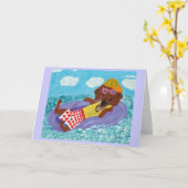 Dachshund Strandverslaafde Kaart (Gele Bloem)