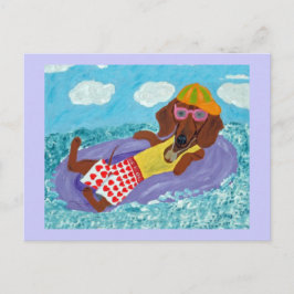 Dachshund Strandverslaafde Uitnodiging Briefkaart