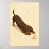 Dachshund Stretch Waterverf Whimsical Kunstposter Poster (Voorkant)