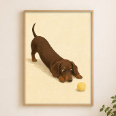 Dachshund Stretch Waterverf Whimsical Kunstposter Poster