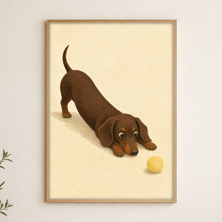 Dachshund Stretch Waterverf Whimsical Kunstposter Poster