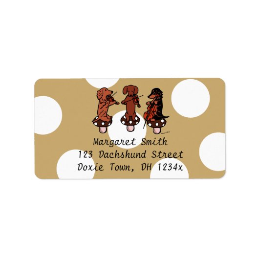Dachshund Strijktrio Adreslabels Etiket (Voorkant)