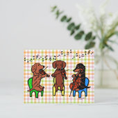 Dachshund String Trio Briefkaart (Staand voorkant)