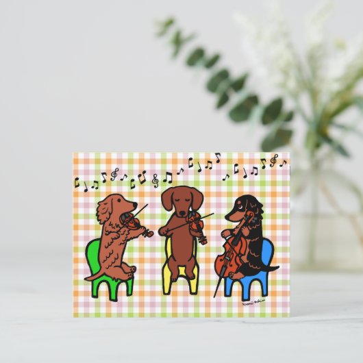 Dachshund String Trio Briefkaart (Staand voorkant)