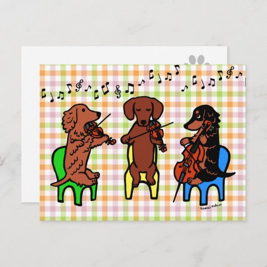 Dachshund String Trio Briefkaart (Voorkant / Achterkant)