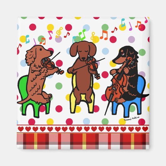 Dachshund String Trio Magneet (Voorkant)