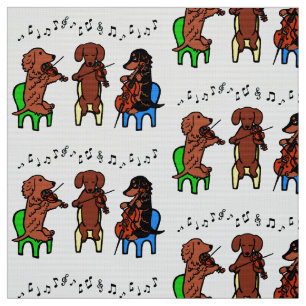 Dachshund String Trio Musician Fabric Stof