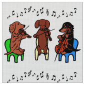 Dachshund String Trio Musician Fabric Stof (Close Up)