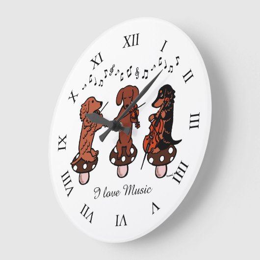 Dachshund String Trio Musicians wandklok (Hoek)