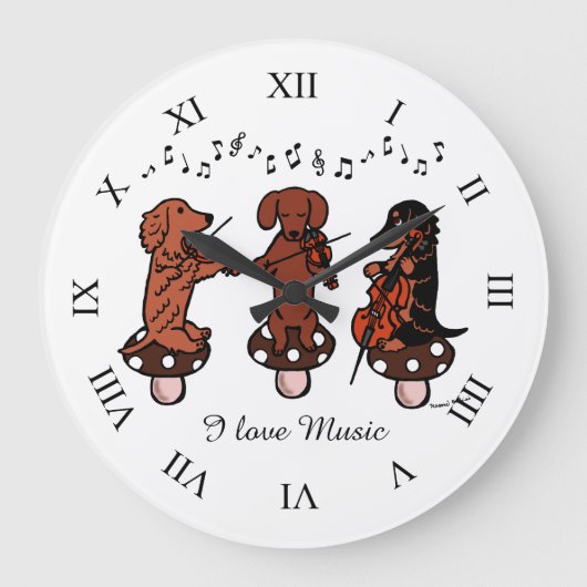 Dachshund String Trio Musicians wandklok (Voorkant)