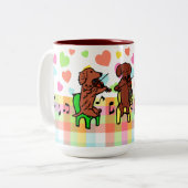 Dachshund String Trio Tweekleurige Koffiemok (Voorkant links)