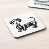 Dachshund Sugar Skull Bier Onderzetter (Linkerzijde)