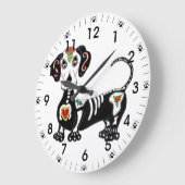 Dachshund Sugar Skull Grote Klok (Hoek)