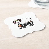 Dachshund Sugar Skull Kartonnen Onderzetters (Gekanteld)