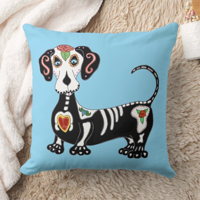 Dachshund Sugar Skull Kussen (Deken)