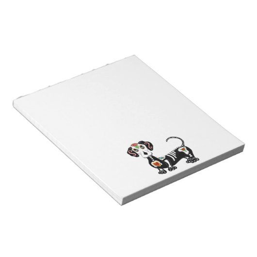 Dachshund Sugar Skull Notitieblok (Schuin)