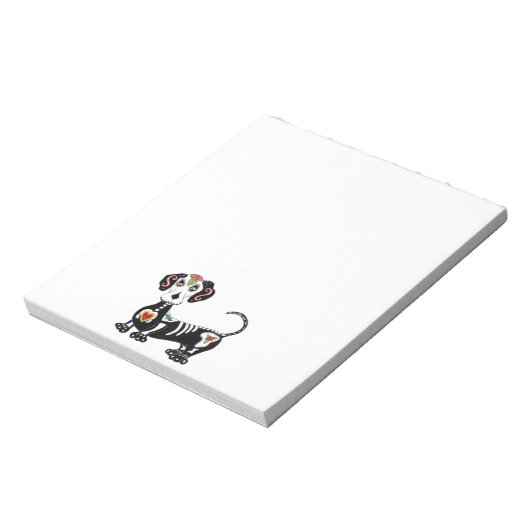 Dachshund Sugar Skull Notitieblok (Linkerzijde)