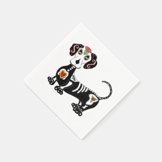 Dachshund Sugar Skull Servet (Hoek)