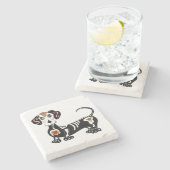 Dachshund Sugar Skull Stenen Onderzetter (Zijkant)