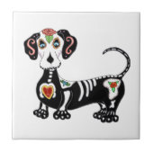 Dachshund Sugar Skull Tegeltje (Voorkant)