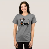 Dachshund Sugar Skull Tri-Blend Shirt (Voorkant volledig)