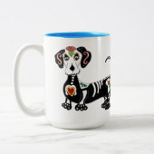 Dachshund Sugar Skull Tweekleurige Koffiemok (Links)