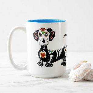 Dachshund Sugar Skull Tweekleurige Koffiemok