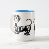 Dachshund Sugar Skull Tweekleurige Koffiemok (Voorkant links)