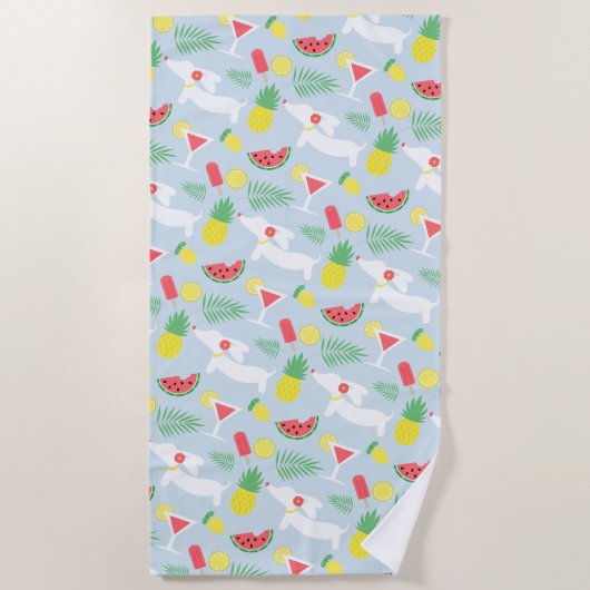 Dachshund Summer Wiener Dog Beach Towel Strandlaken (Voorkant)
