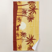 Dachshund Sunset Beach Towel Palm Trees Wiener Dog Strandlaken (Voorkant)