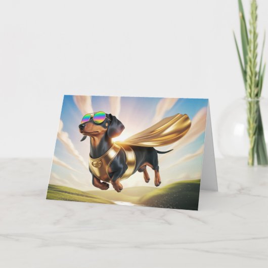Dachshund Superhelden Wenskaart Kaart (Voorkant)