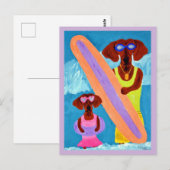 Dachshund-surfster met puppy briefkaart (Voorkant / Achterkant)
