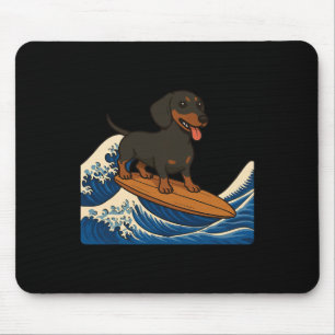 Dachshund surft Japanse golf Wiener Dog _1 Muismat