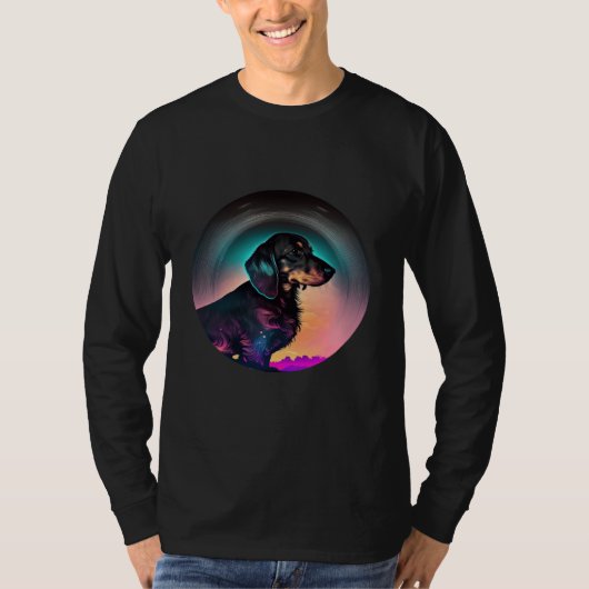 Dachshund Synthwave 80s Retrowave Aesthetic 2 T-shirt (Voorkant)