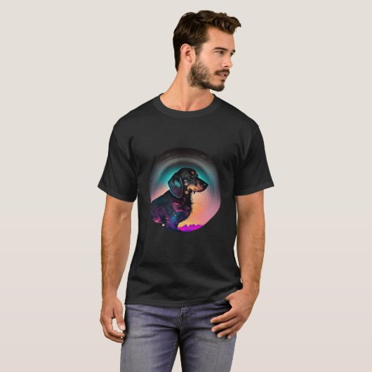 Dachshund Synthwave 80s Retrowave Aesthetic  2 T-shirt (Voorkant volledig)