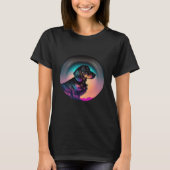 Dachshund Synthwave 80s Retrowave Aesthetic T-shirt (Voorkant)