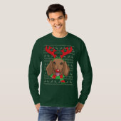 dachshund T-Shirt Funny Reindeer Kerstmis Sh (Voorkant volledig)