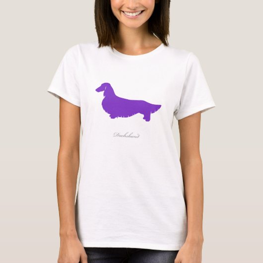 Dachshund T-shirt (paars lang haar versie 1) (Voorkant)