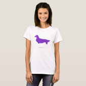 Dachshund T-shirt (paars lang haar versie 1) (Voorkant volledig)