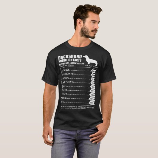 Dachshund T Shirt - Weiner Hondenvoeding Feiten SH (Voorkant volledig)