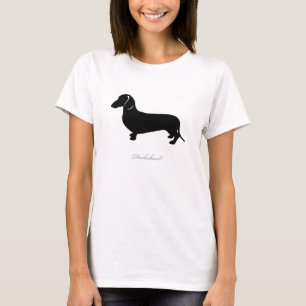 Dachshund T-shirt (zwart glad haar versie 2)