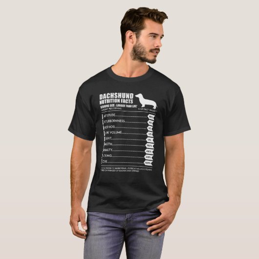 Dachshund T - Weiner Dog Nutrition Facts T-shirt (Voorkant volledig)