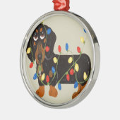 Dachshund tangled kerstlampjes blk/tanOrnam Metalen Ornament (Links)