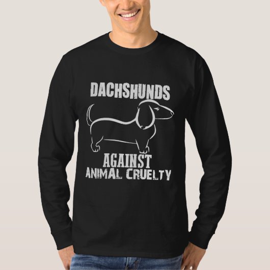 Dachshund tegen dierenmishandeling t-shirt (Voorkant)