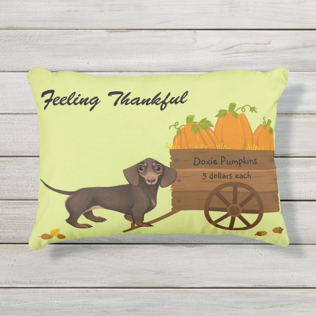 Dachshund Thanksgiving Decor Wiener Dog Pillow Buitenkussen (Voorkant)