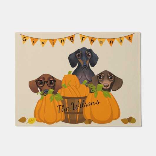Dachshund Thanksgiving Deurklep Deurmat (Voorkant)