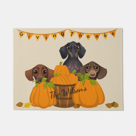 Dachshund Thanksgiving Deurklep Deurmat (Voorkant)